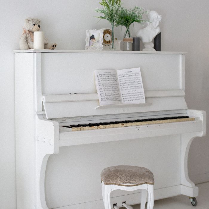 White Upright Piano