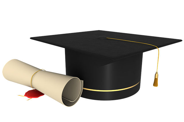 Diploma and graduation hat